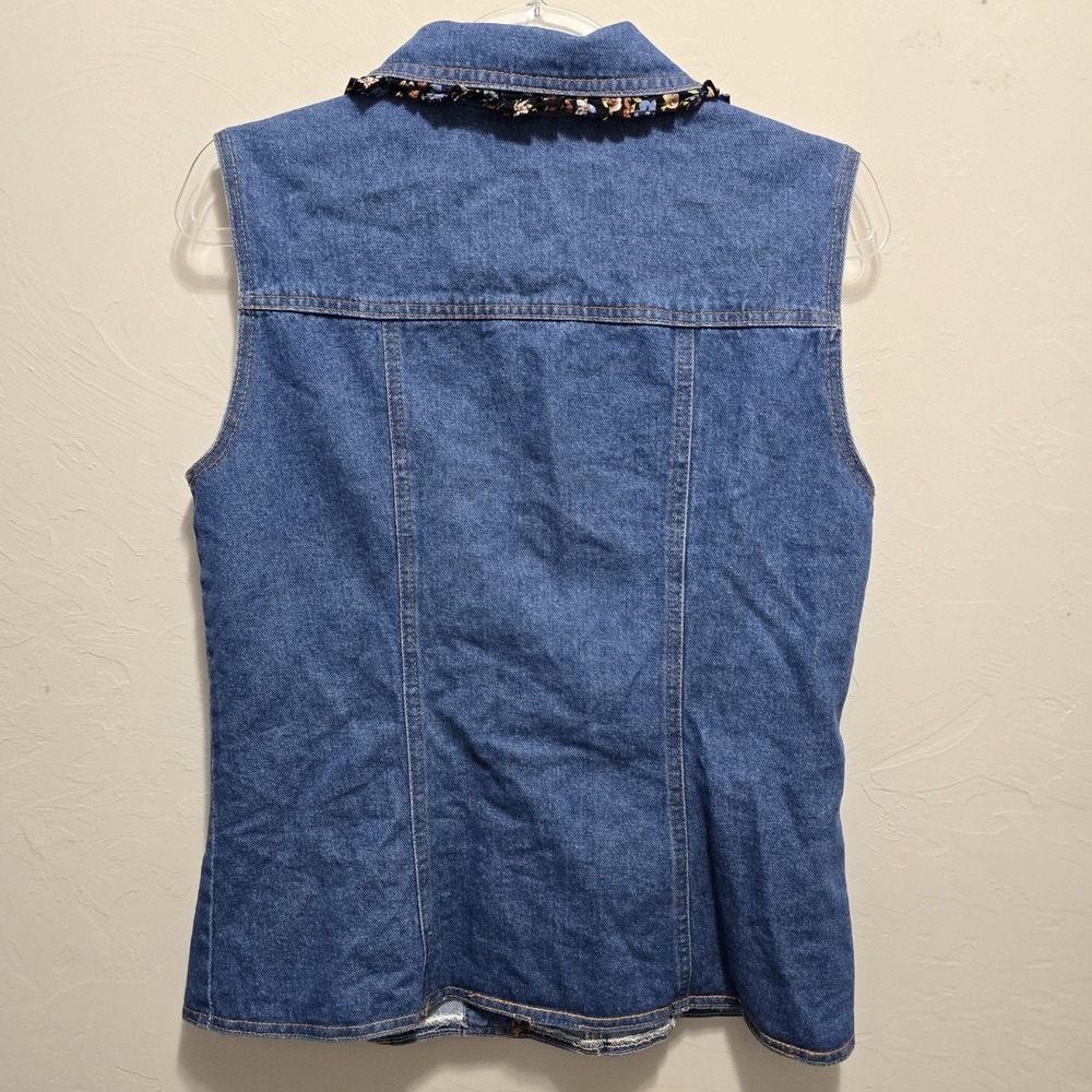 Vintage 90s Denim Cotton USA Vest Button Front Womens M - Picture 6 of 7